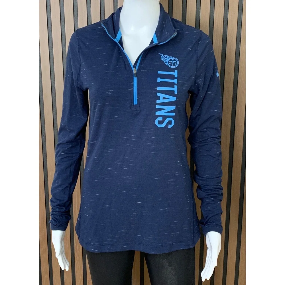 Nike Dri-FIT Tennessee‎ Titans NFL Women's Small Navy Blue Quarter Zip Pullover